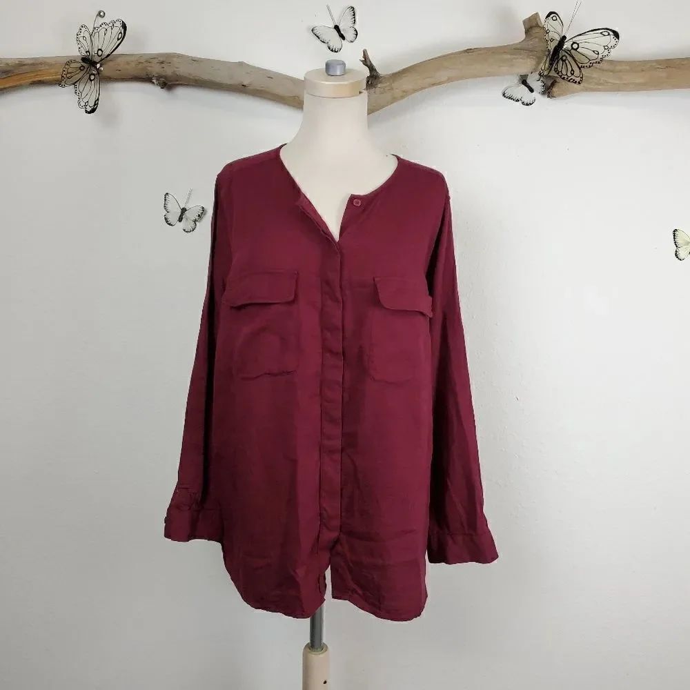 Ava & viv long sleeve boysenberry red tunic top